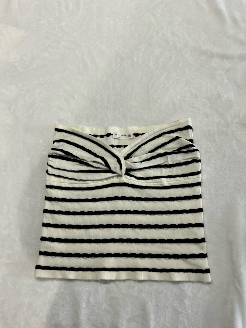 Black & White Striped Twist-Front Tube Top